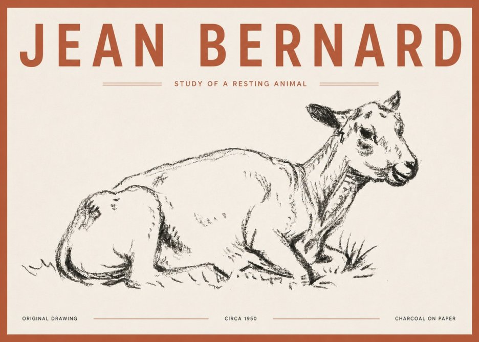 Jean Bernard Study of a Resting Animal No5 - Juliste