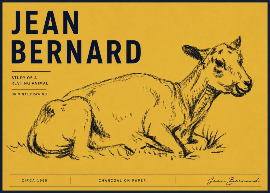 Jean Bernard Study of a Resting Animal No6 - Juliste