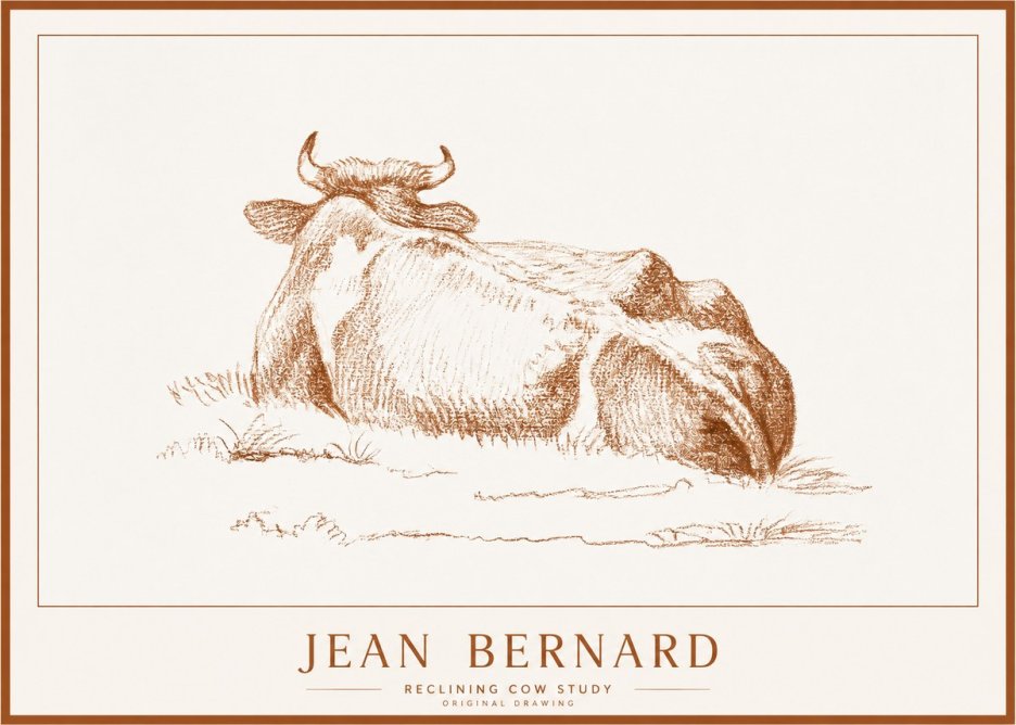 Jean Bernard Reclining Cow Study No1 - Juliste