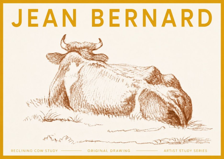 Jean Bernard Reclining Cow Study No5 - Juliste