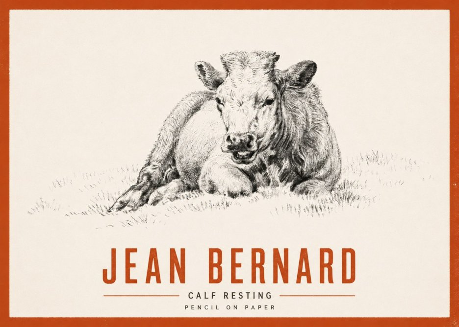 Jean Bernard Calf Resting No2 - Juliste
