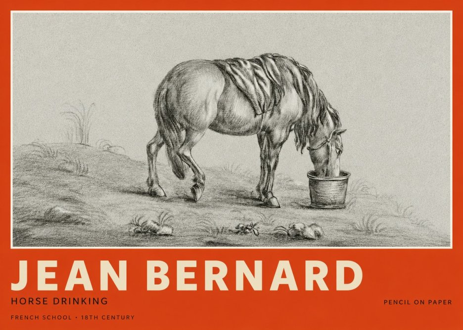 Jean Bernard Horse Drinking No2 - Juliste