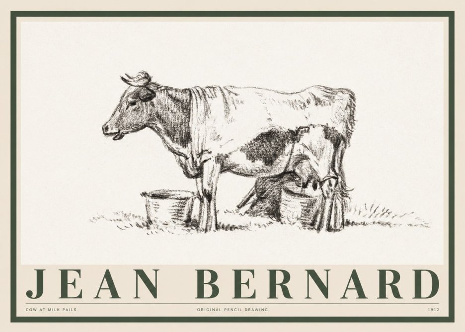 Jean Bernard Cow at Milk Pails No1 - Juliste