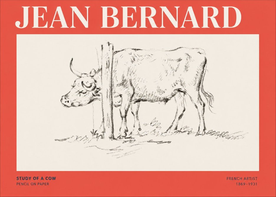 Jean Bernard Study of a Cow VII No5 - Juliste