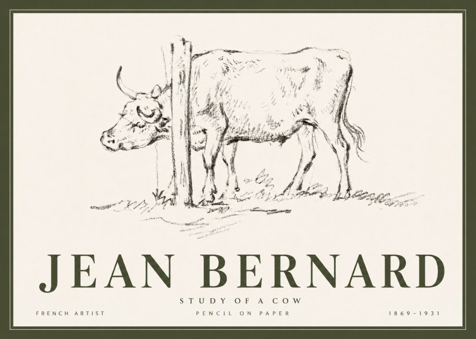 Jean Bernard Study of a Cow VII No6 - Juliste