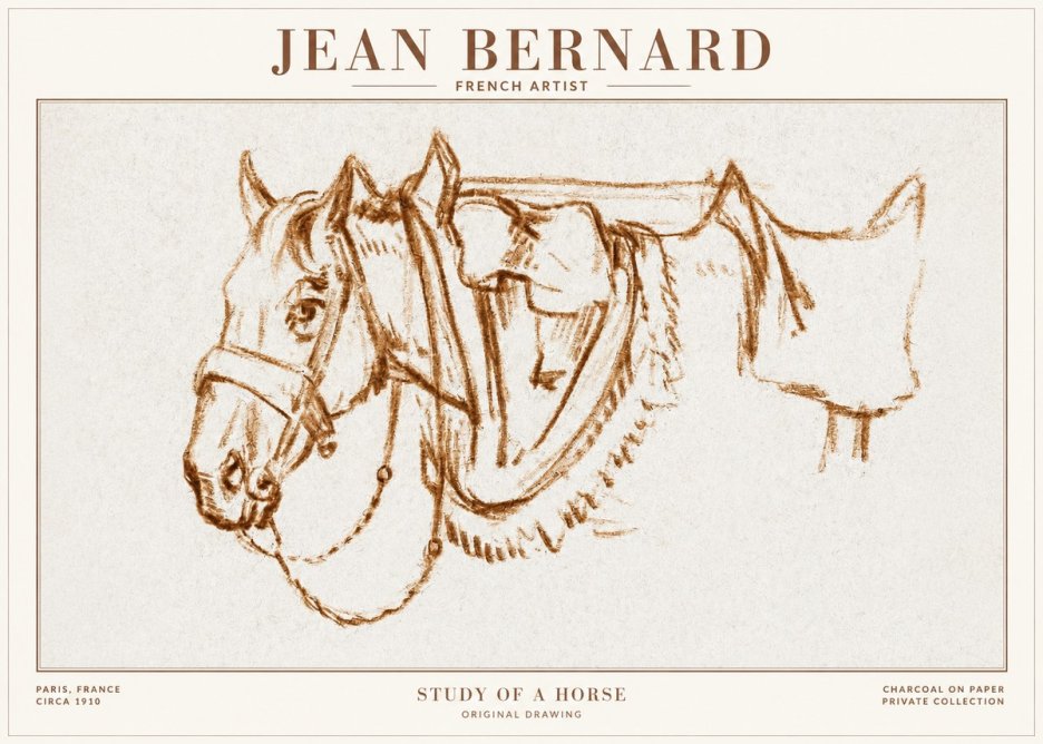 Jean Bernard Study of a Horse VII No1 - Juliste