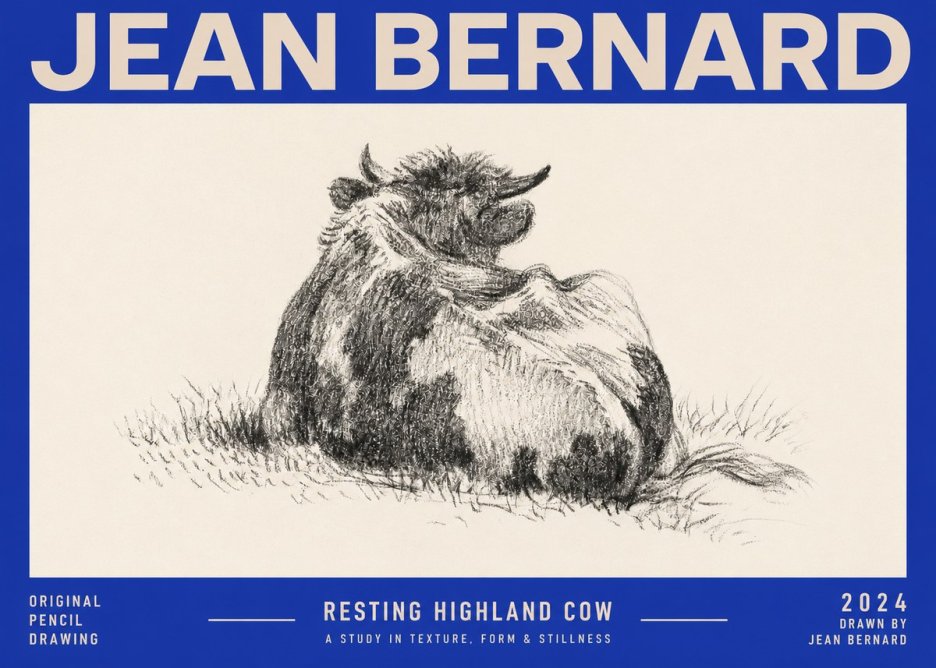 Jean Bernard Resting Highland Cow No2 - Juliste