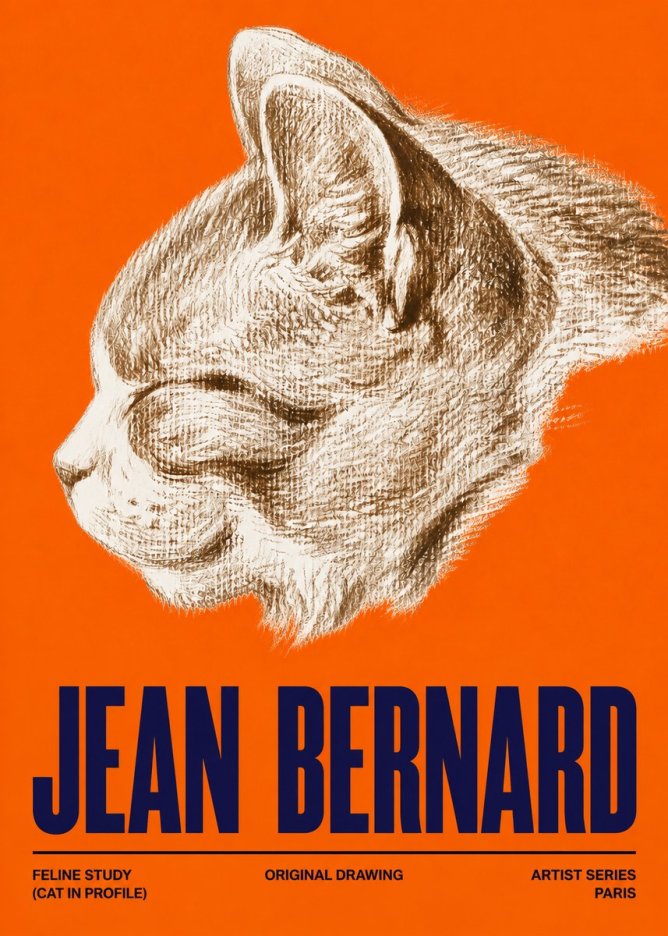 Jean Bernard Cat Study VI No5 - Juliste