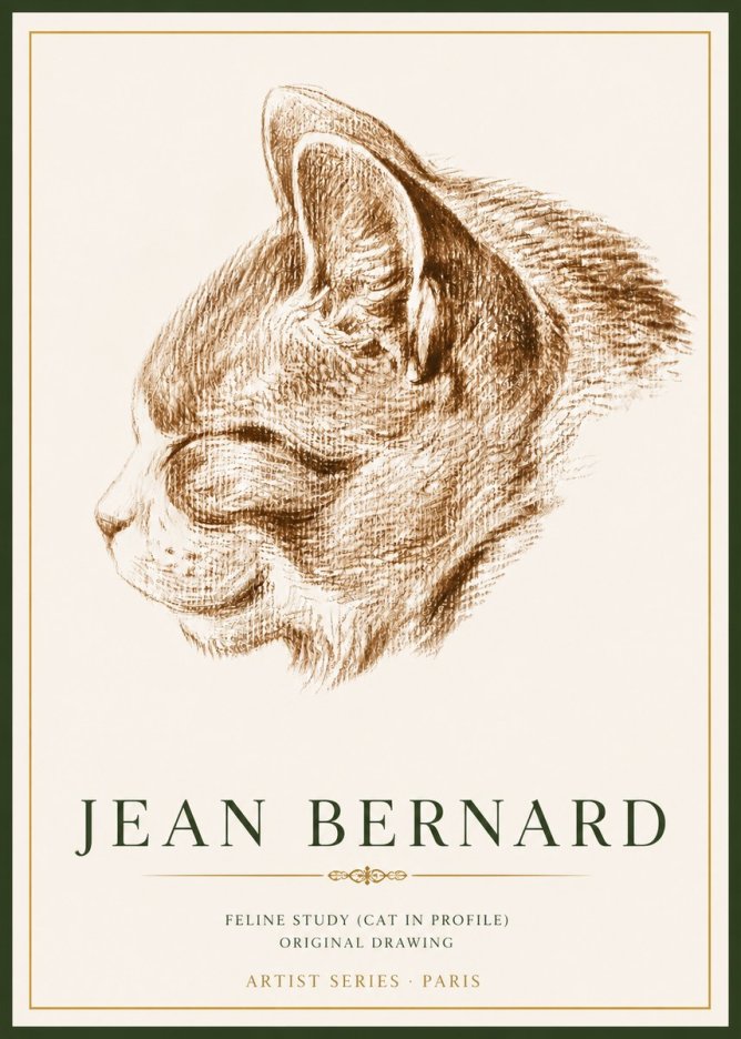 Jean Bernard Cat Study VI No6 - Juliste