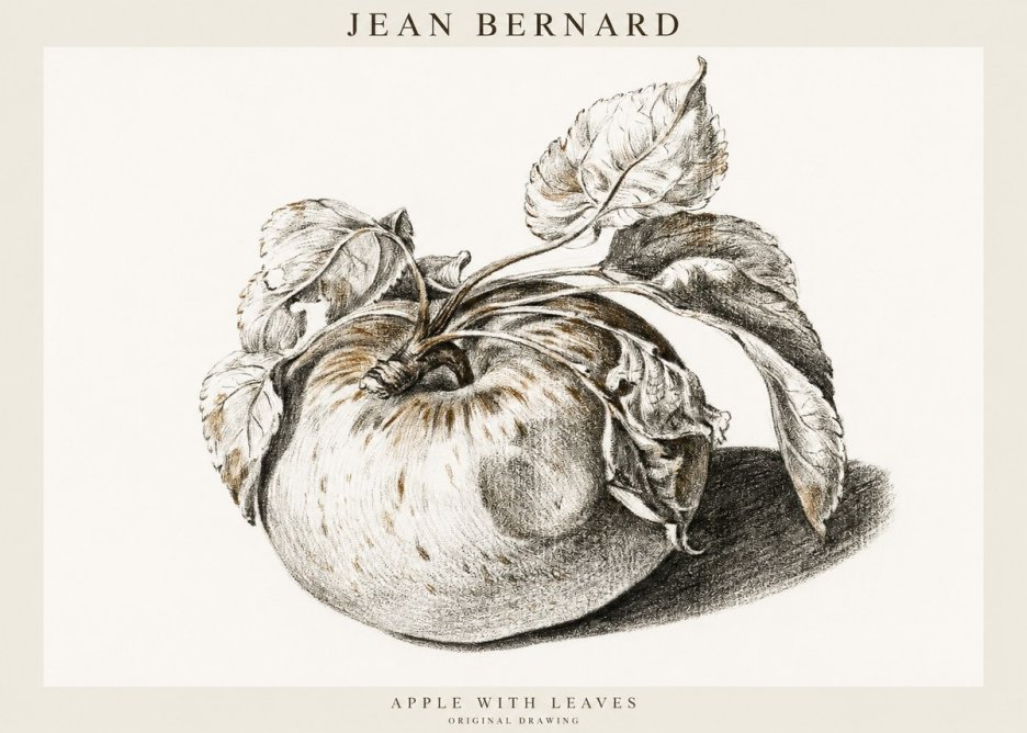 Jean Bernard Apple with Leaves No1 - Juliste