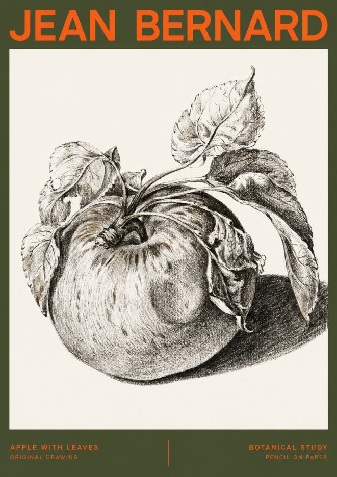 Jean Bernard Apple with Leaves No2 - Juliste