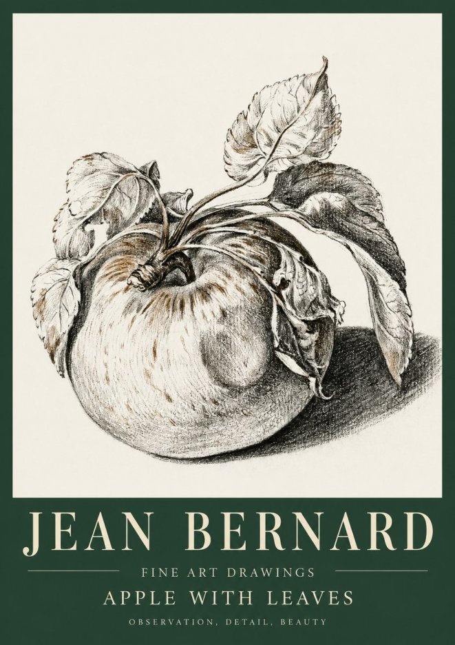 Jean Bernard Apple with Leaves No5 - Juliste