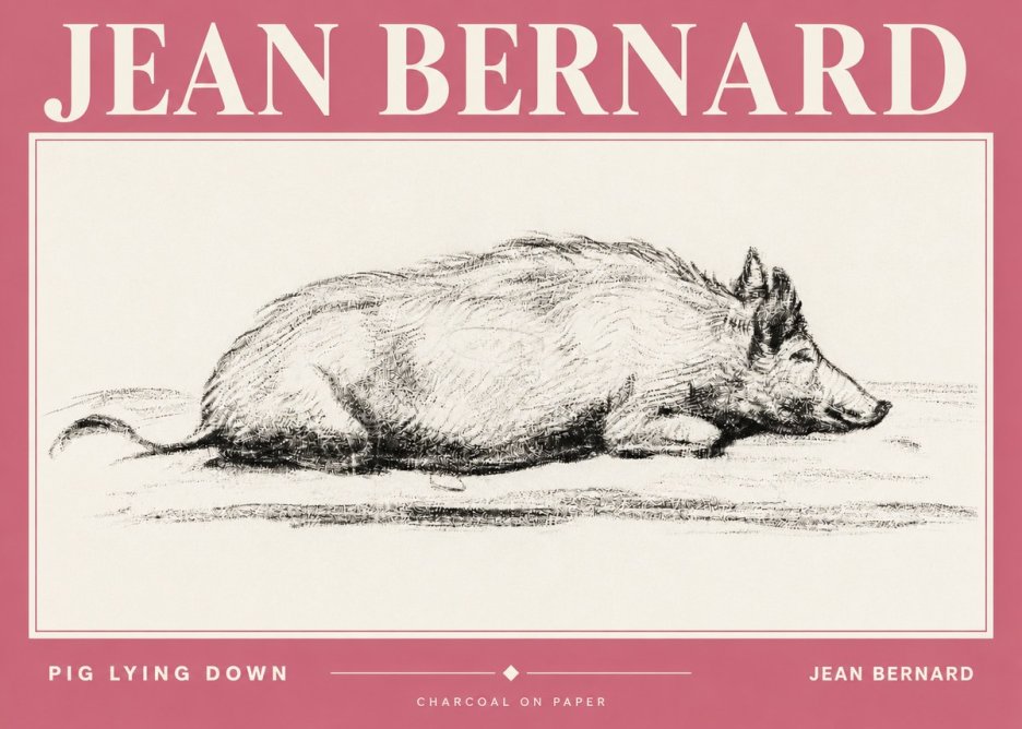 Jean Bernard Resting Pig I No4 - Juliste