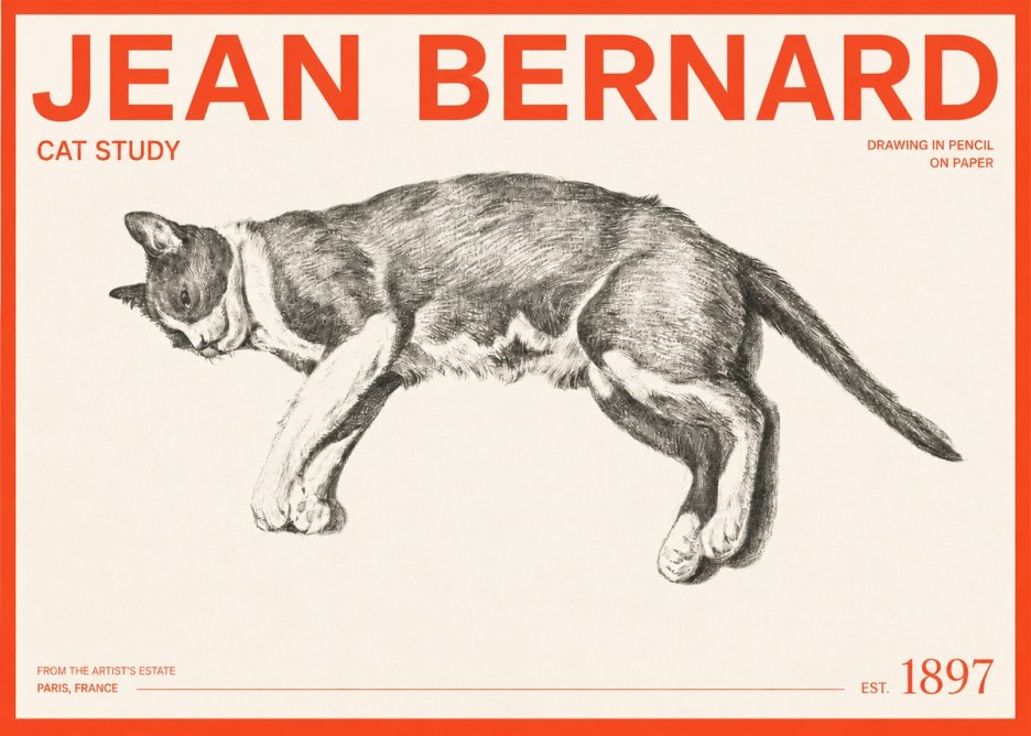 Jean Bernard Cat Study VII No2 - Juliste