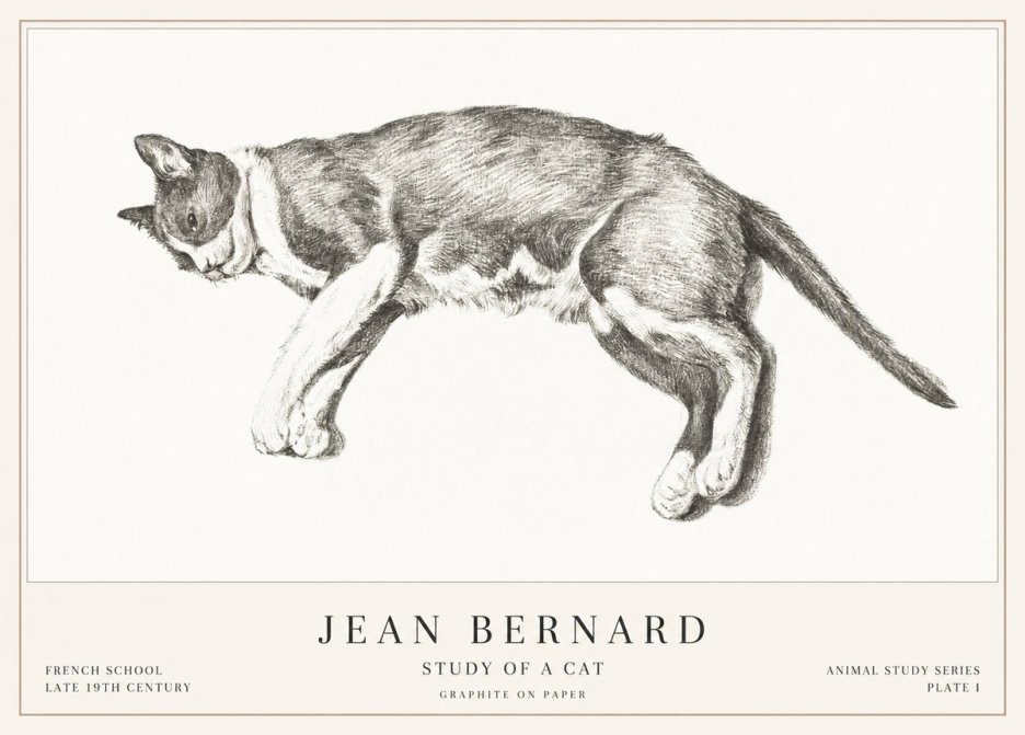 Jean Bernard Cat Study VII No3 - Juliste