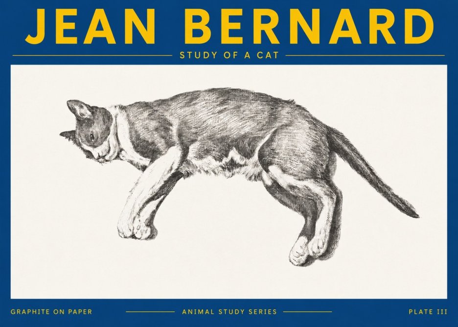 Jean Bernard Cat Study VII No5 - Juliste