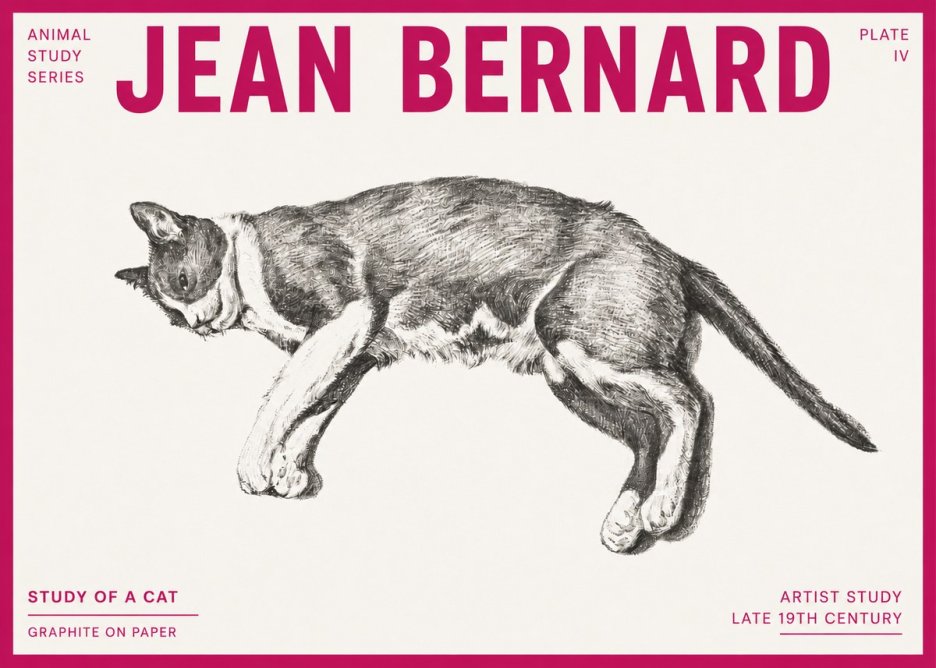 Jean Bernard Cat Study VII No6 - Juliste