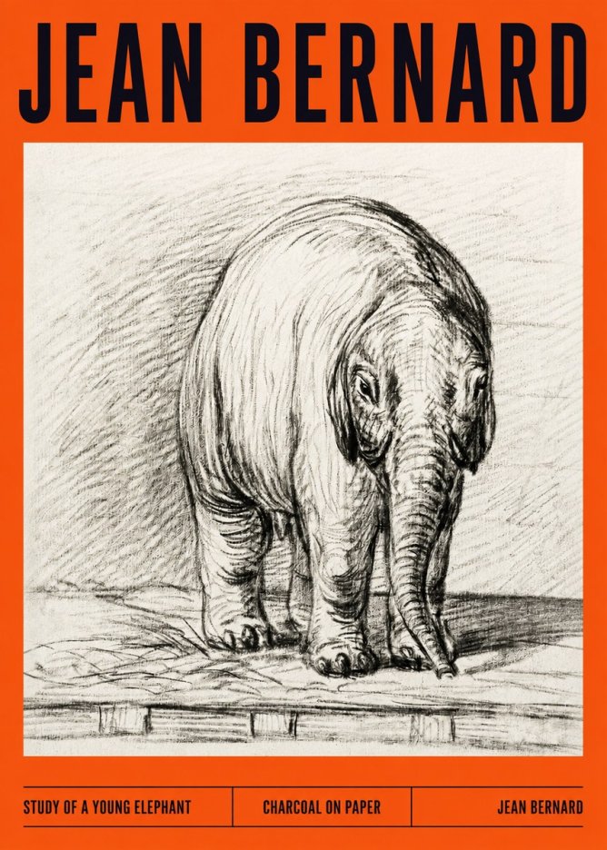 Jean Bernard Young Elephant No4 - Juliste