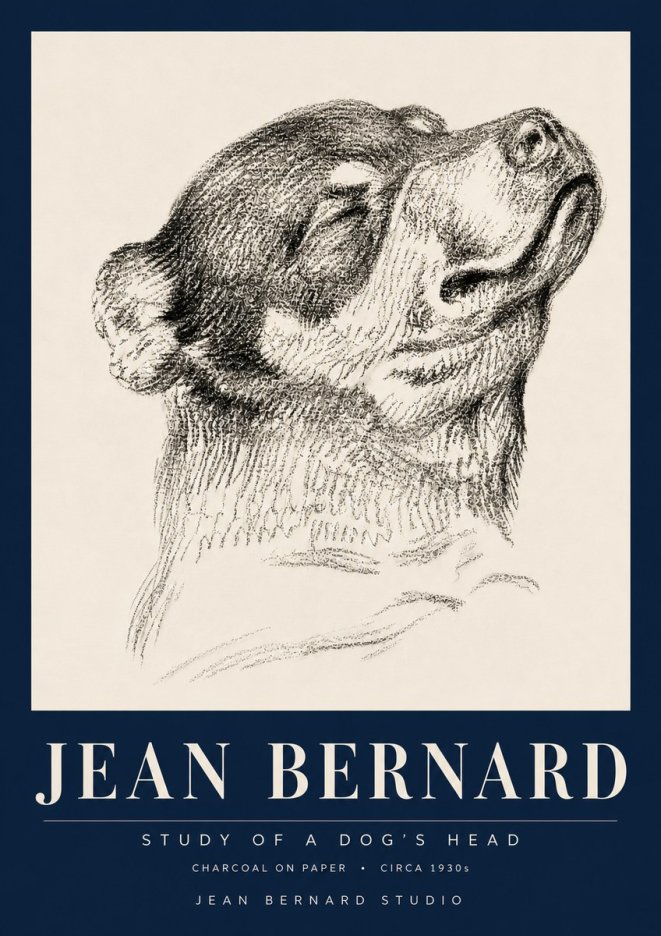 Jean Bernard Study of a Dog III No6 - Juliste