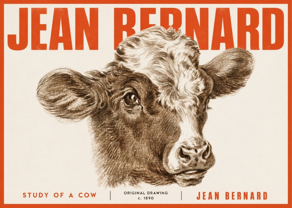Jean Bernard Study of a Cow VIII No4 - Juliste