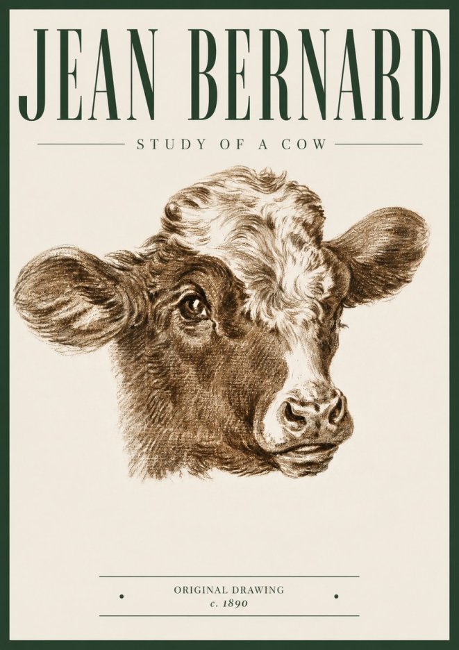 Jean Bernard Study of a Cow VIII No5 - Juliste