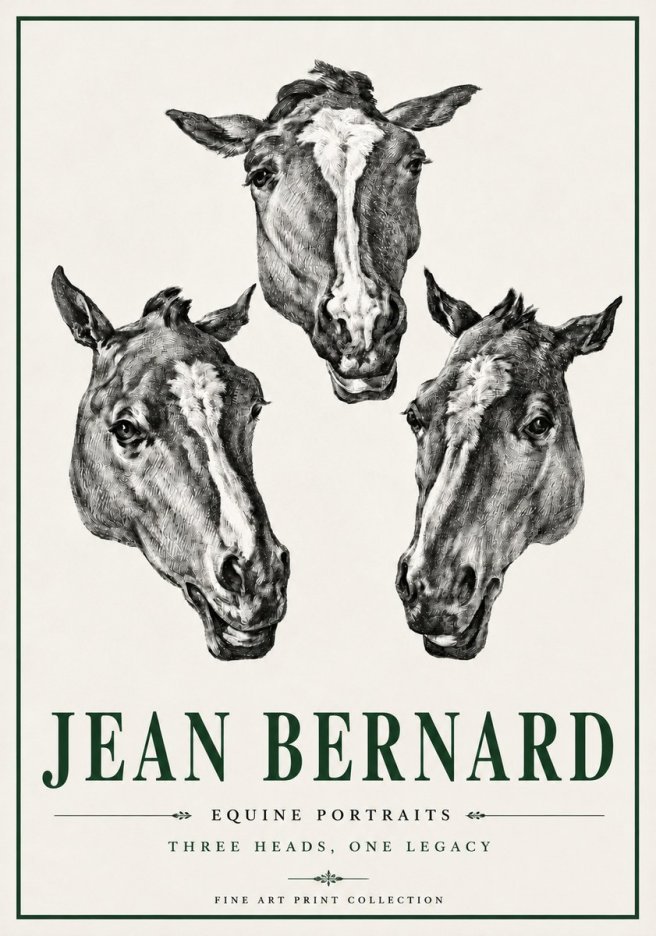 Jean Bernard Three Studies of a Horse No6 - Juliste