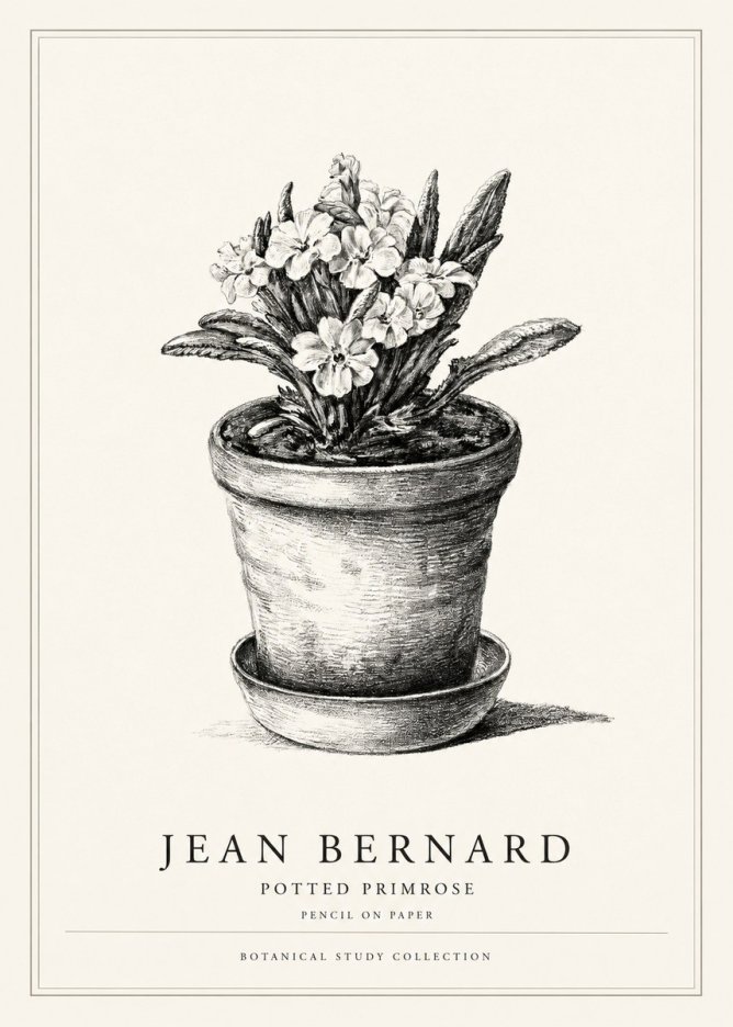 Jean Bernard Potted Primrose No1 - Juliste