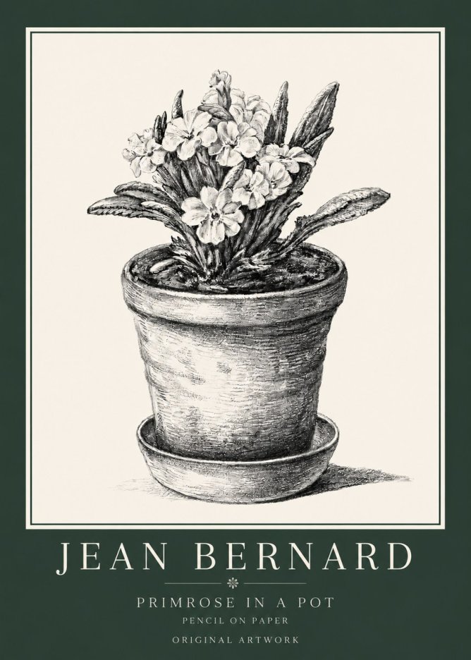 Jean Bernard Potted Primrose No4 - Juliste