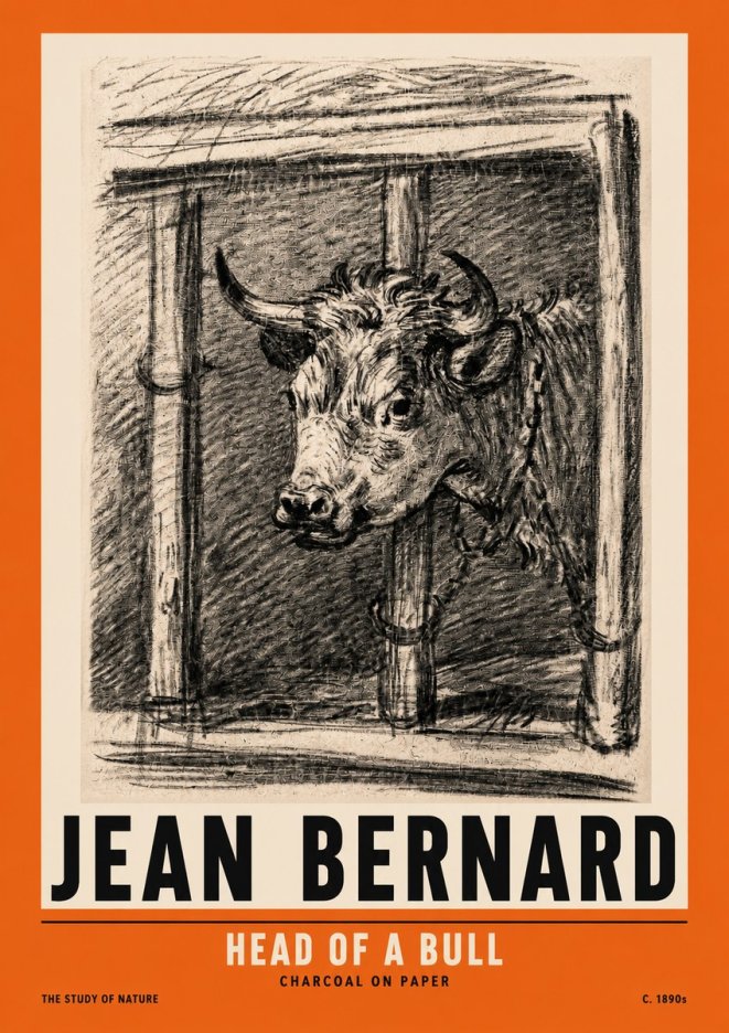 Jean Bernard Study of a Bull II No3 - Juliste