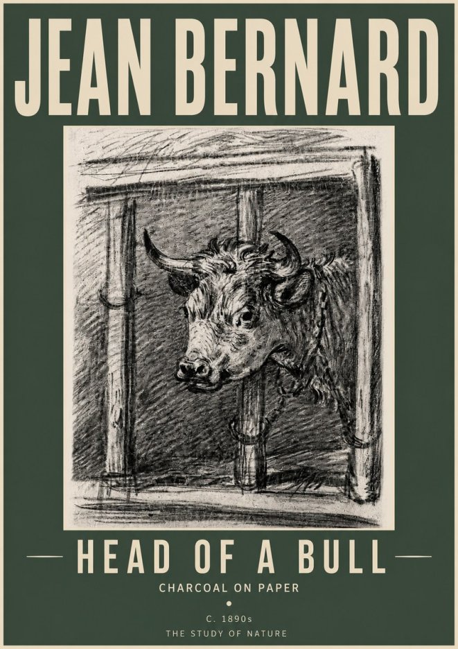 Jean Bernard Study of a Bull II No5 - Juliste