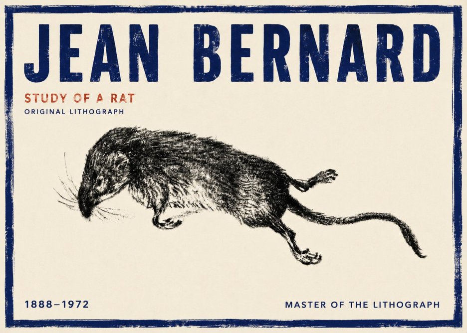 Jean Bernard Study of a Rat II No4 - Juliste
