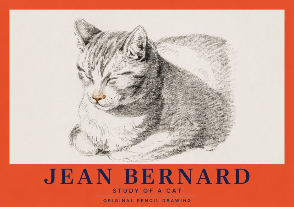 Jean Bernard Sleeping Cat VI No3 - Juliste