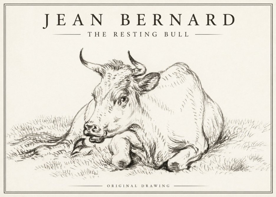 Jean Bernard Study of a Cow, Resting No3 - Juliste