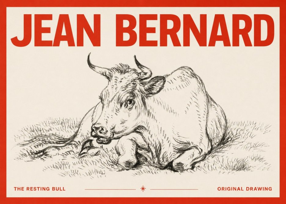 Jean Bernard Study of a Cow, Resting No4 - Juliste