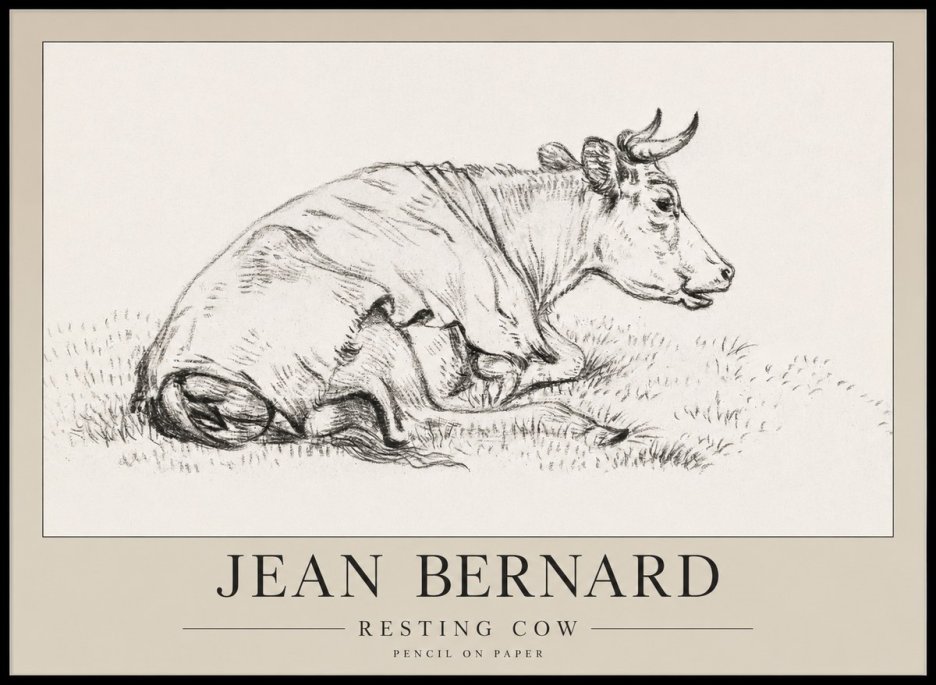 Jean Bernard Resting Cow III No1 - Juliste