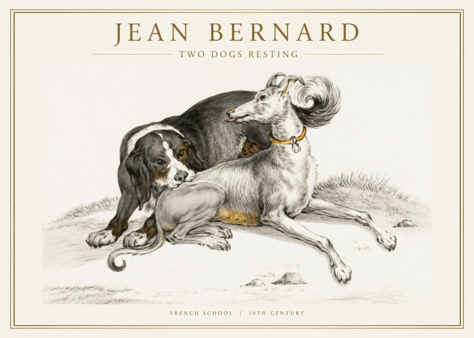 Jean Bernard Two Dogs Resting No1 - Juliste