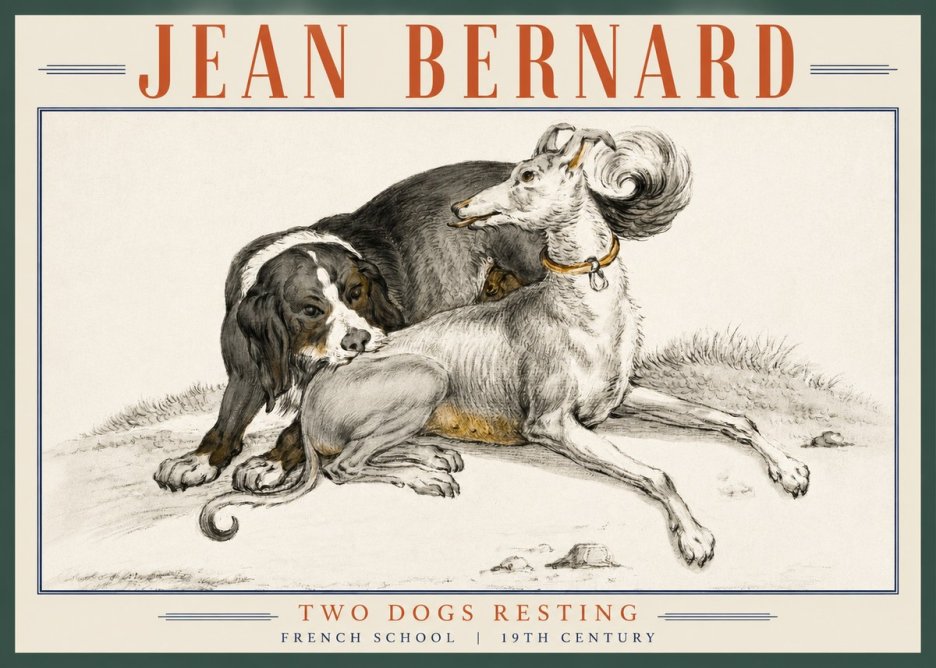 Jean Bernard Two Dogs Resting No3 - Juliste