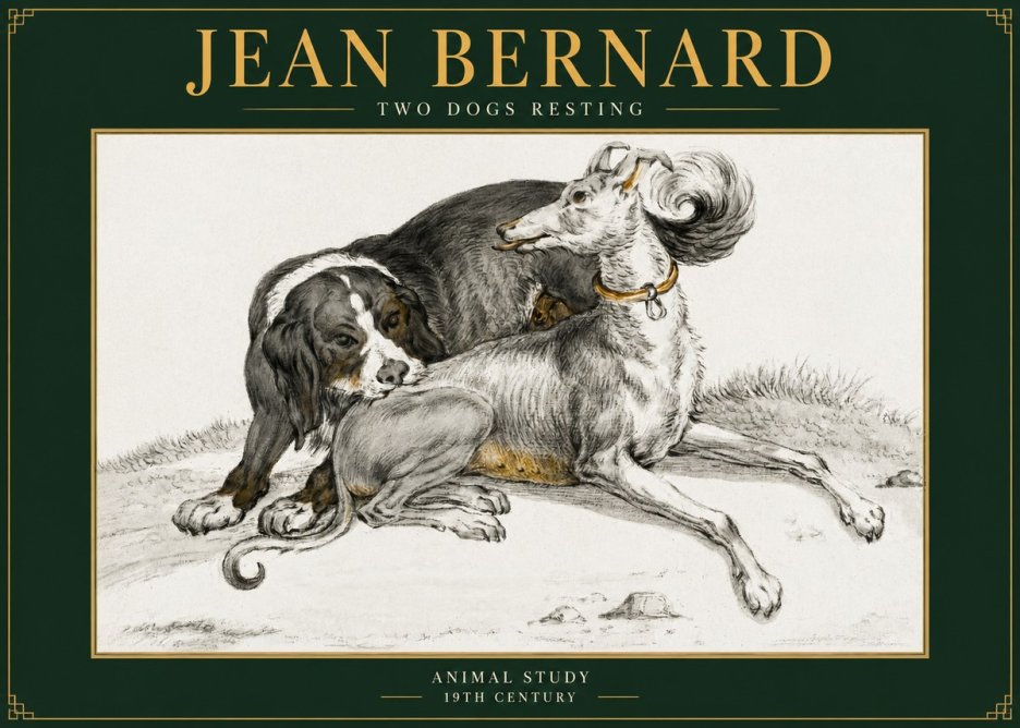 Jean Bernard Two Dogs Resting No5 - Juliste