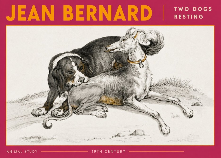 Jean Bernard Two Dogs Resting No6 - Juliste