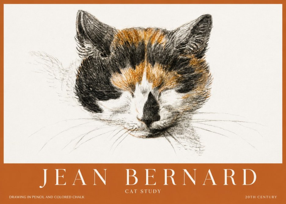 Jean Bernard Cat Study VIII No2 - Juliste
