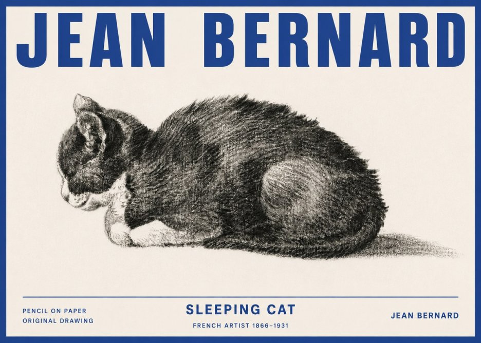 Jean Bernard Sleeping Cat VII No4 - Juliste