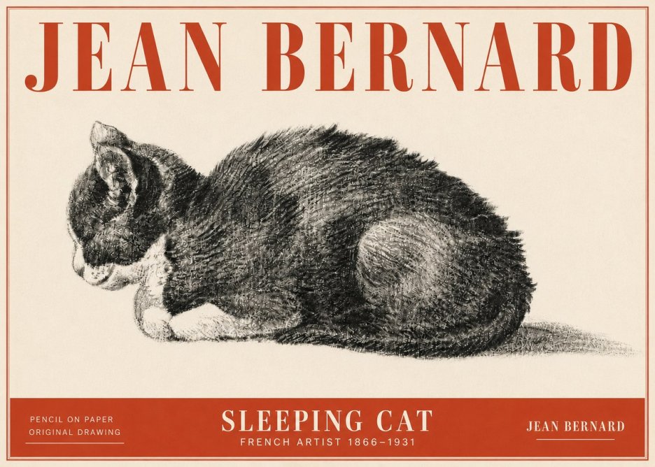 Jean Bernard Sleeping Cat VII No5 - Juliste