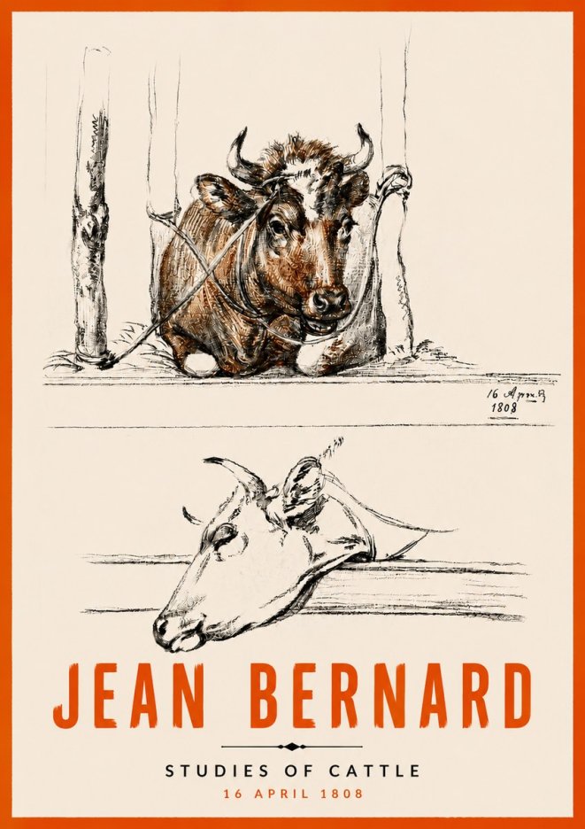 Jean Bernard Studies of Cattle III No5 - Juliste