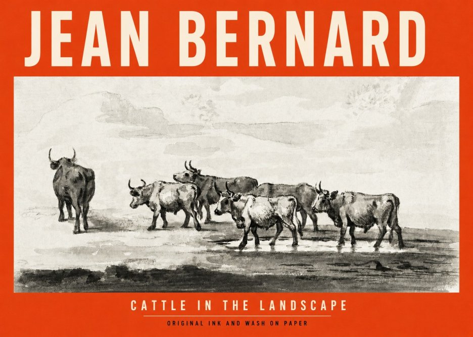 Jean Bernard Cattle in the Landscape No2 - Juliste
