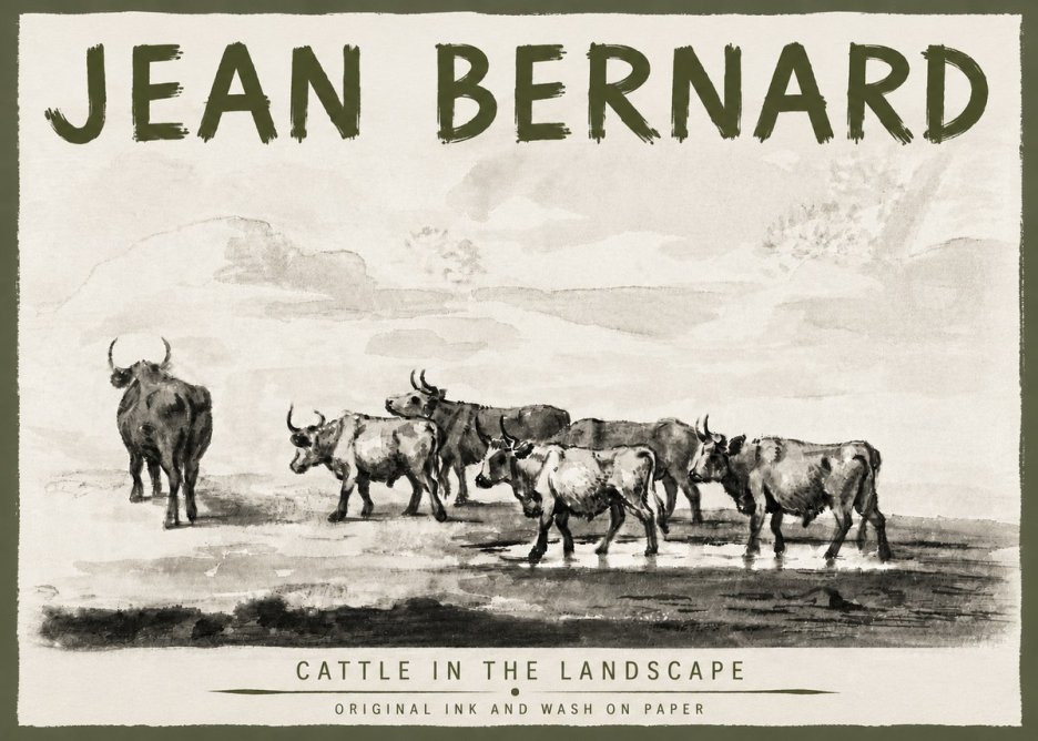 Jean Bernard Cattle in the Landscape No5 - Juliste