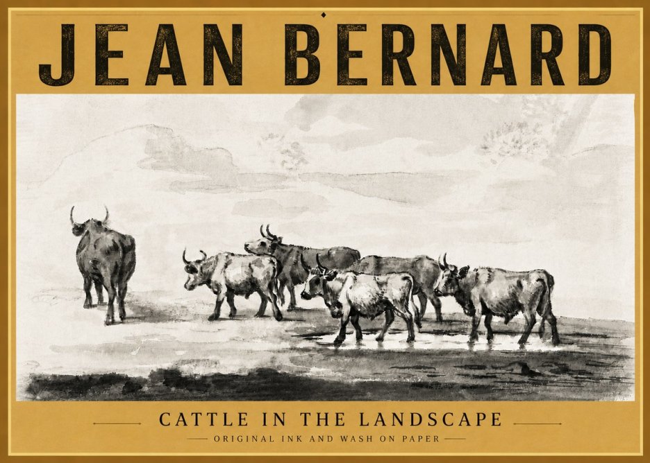Jean Bernard Cattle in the Landscape No6 - Juliste