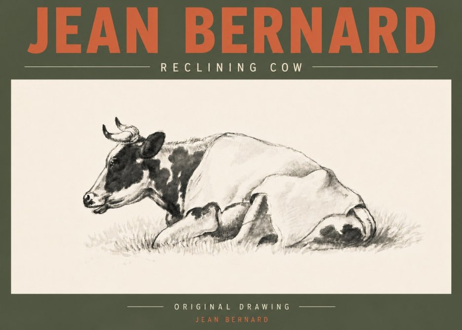 Jean Bernard Reclining Cow II No5 - Juliste
