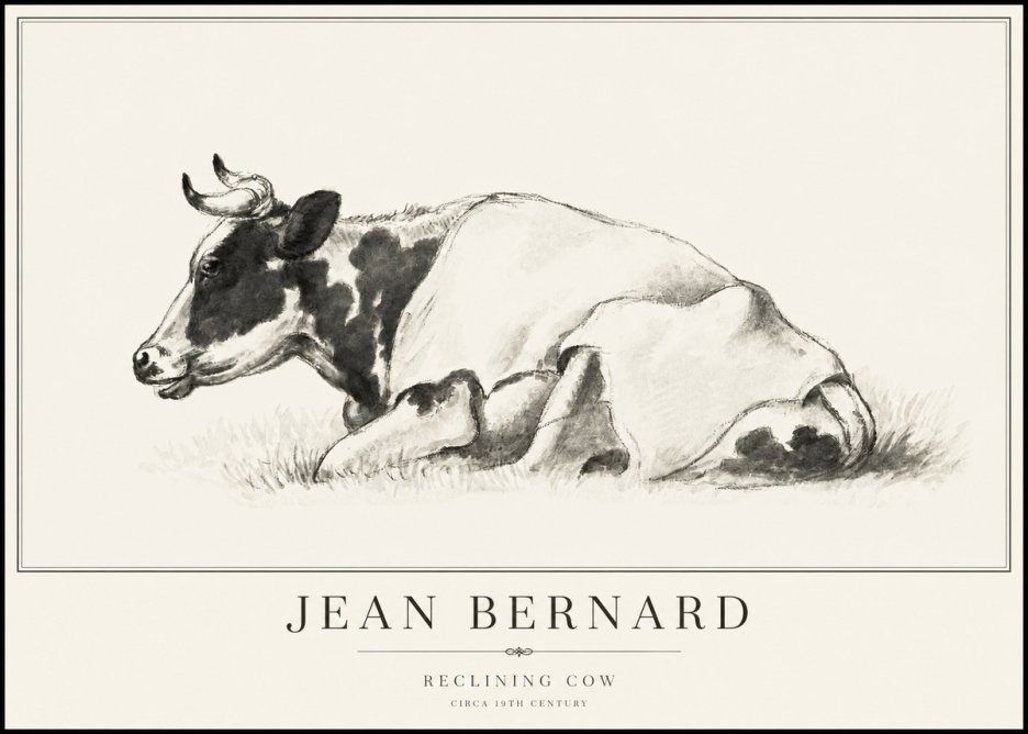 Jean Bernard Reclining Cow II No6 - Juliste