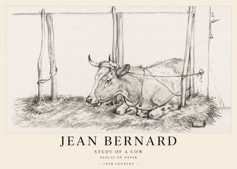 Jean Bernard A Resting Cow No2 - Juliste
