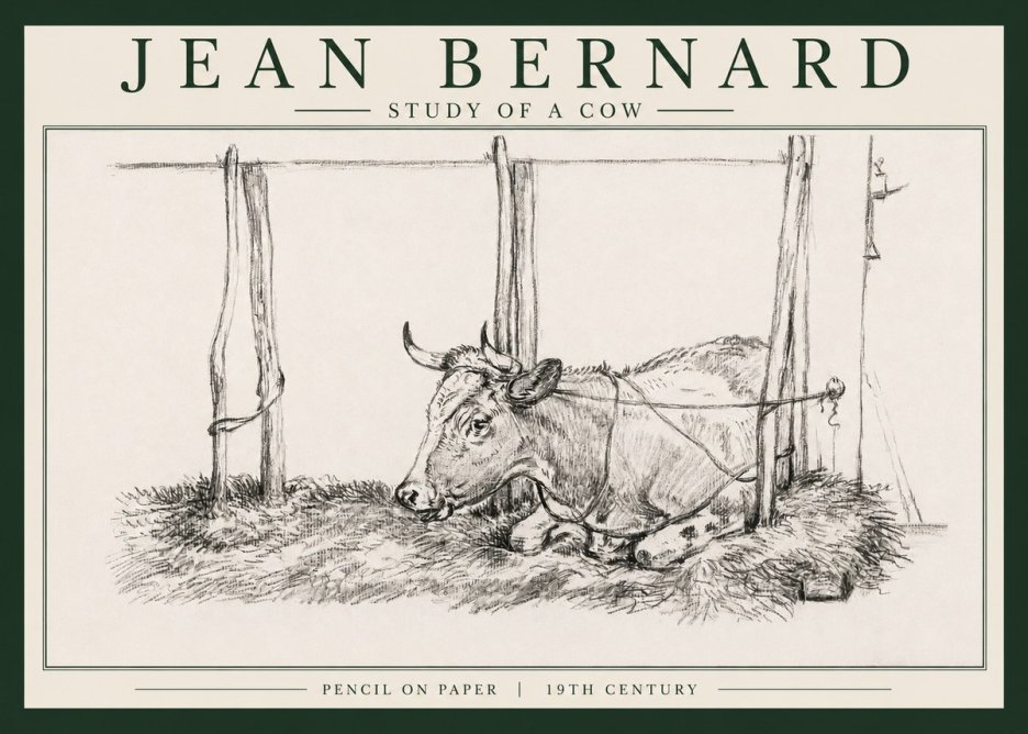 Jean Bernard A Resting Cow No4 - Juliste
